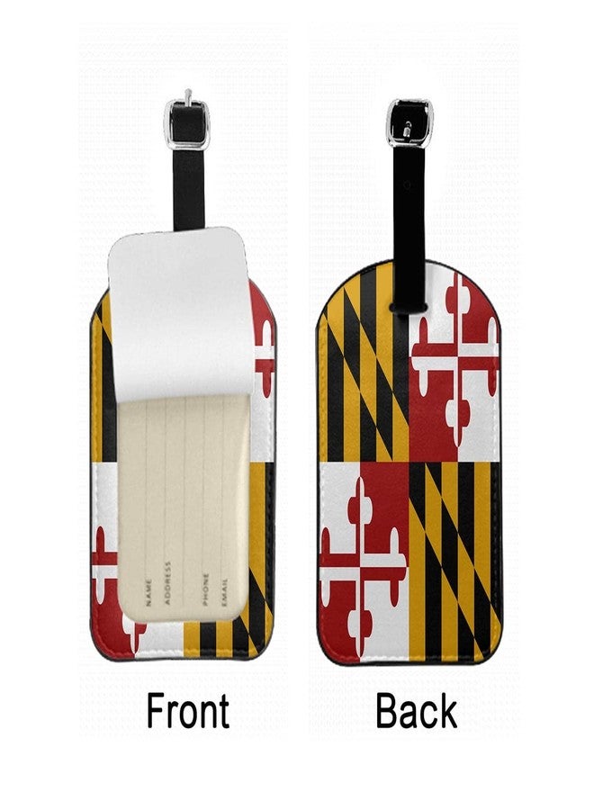 Zoczos Maryland State Flag Travel Bag Tag State Banner Patriotic PU Leather Name ID Labels with Privacy Cover for Men Women Suitcase, 1 Pack - Image 3